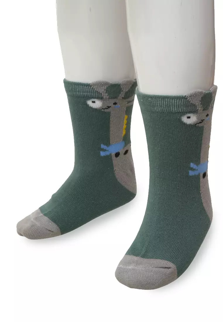 Axel Kaos Kaki Anak Pria Giraffe Motive Comportable Kid Socks Elastis Material Cotton ORIGINAL - Green