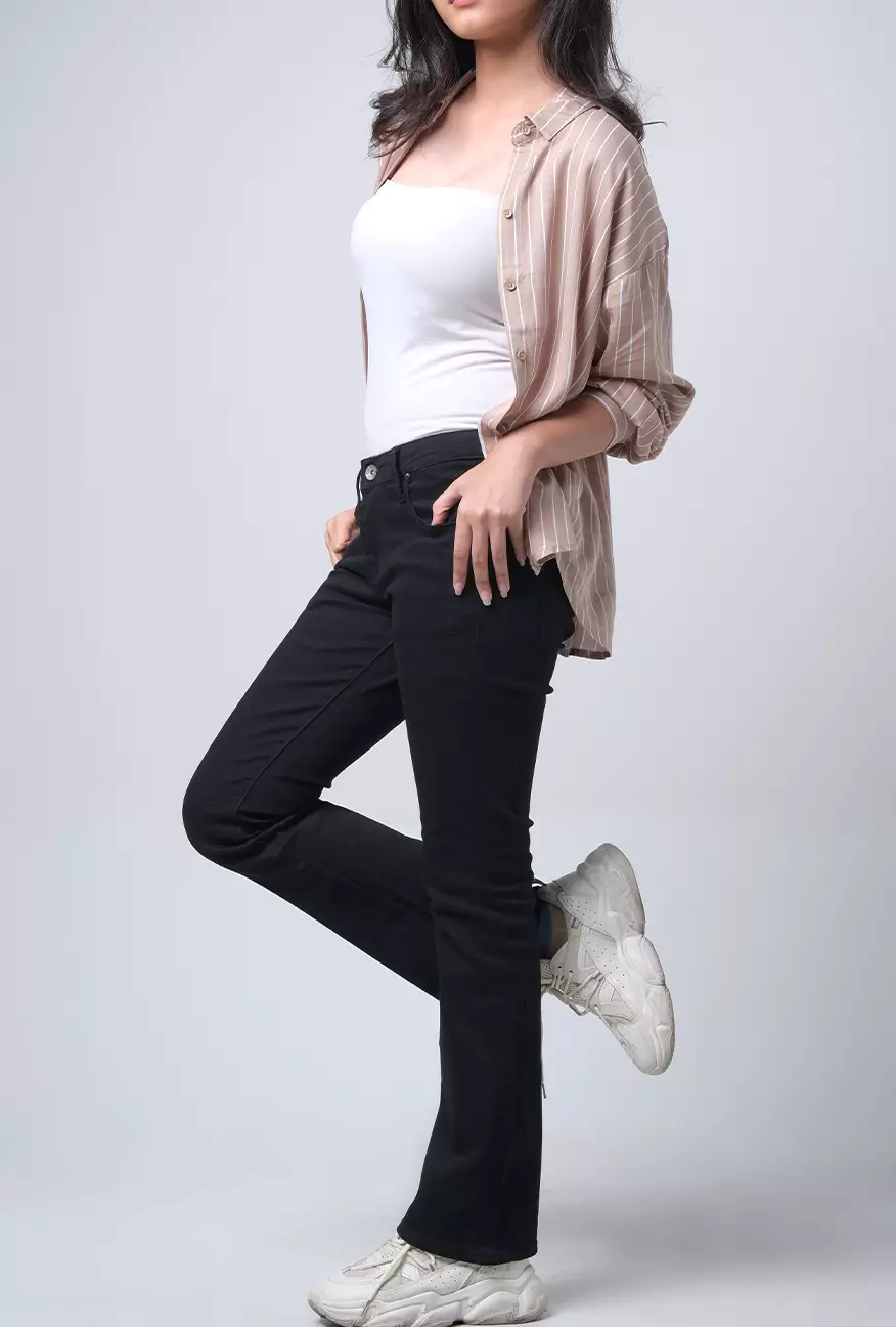 Celana Wanita Bootcut E5 Series Black Middle Waist