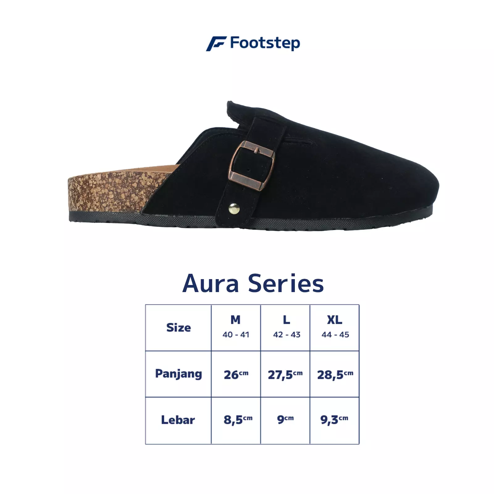 Footstep Footwear Sandal Casual Pria Aura Suede Black Original