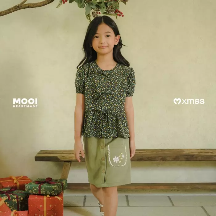 Mooi Rok Celana Skort Anak Perempuan Christmas Collection Claryn Skort Pants - Olive Green