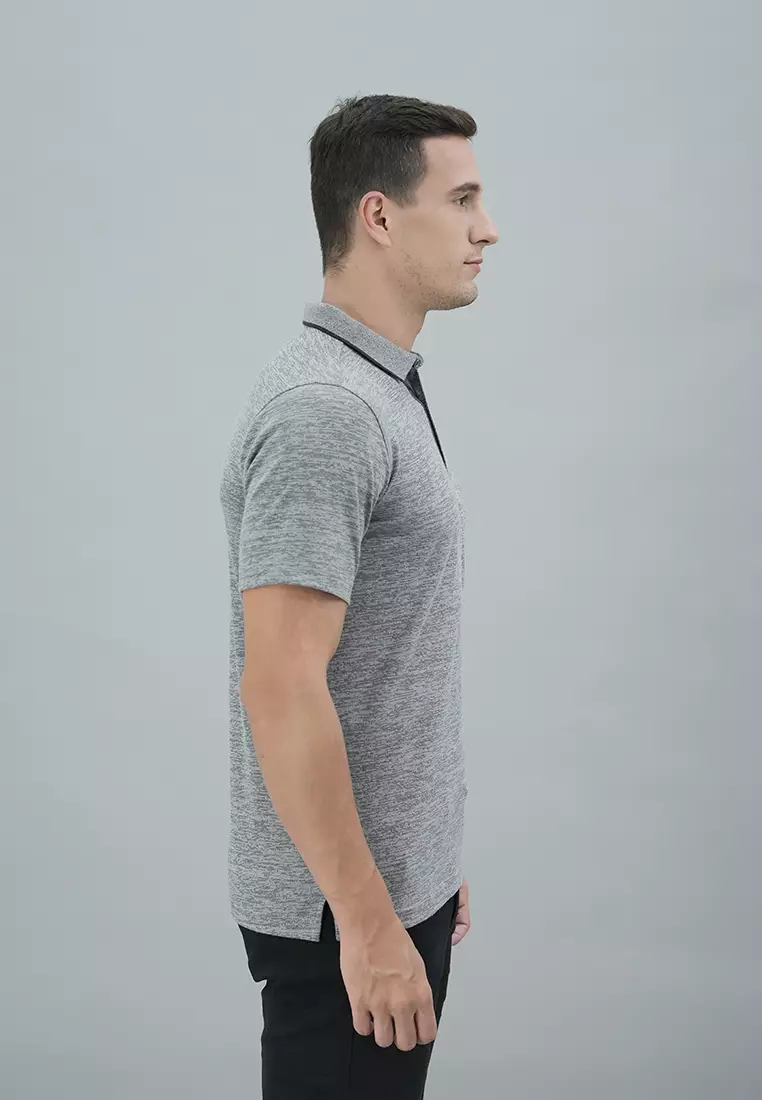 LGS - Kaos Casual Pria - Kaos Polo - Lengan Pendek - Abu-Abu Muda - Polos