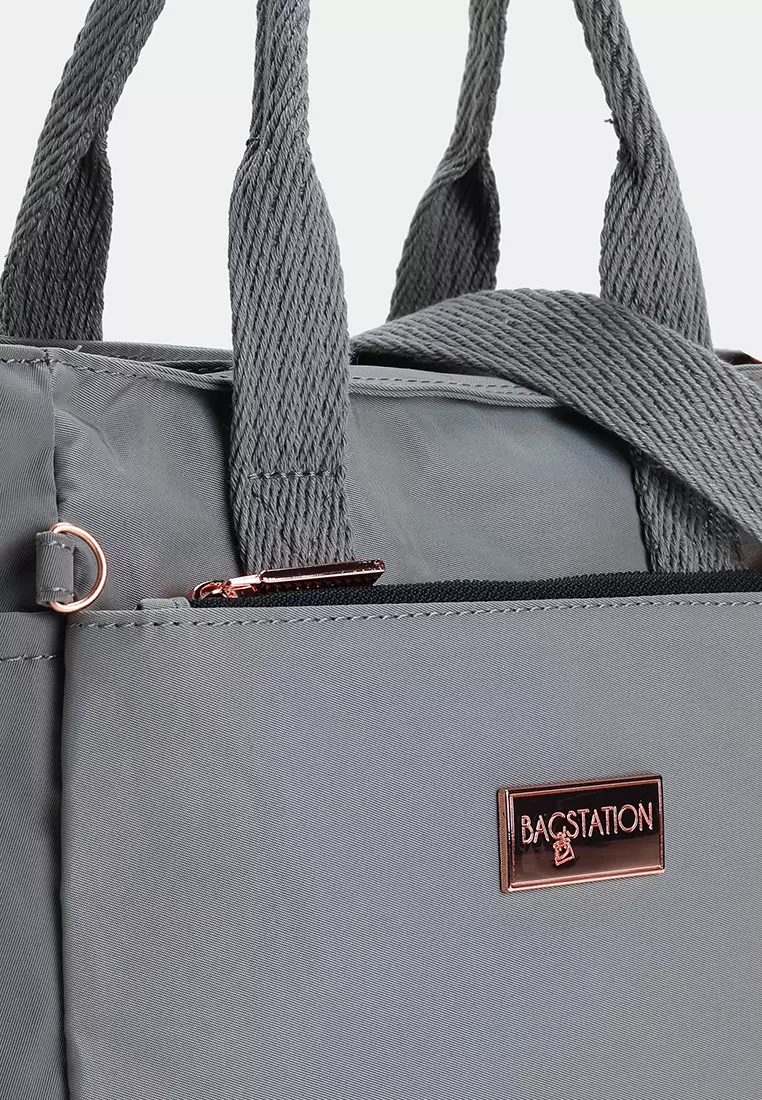 Rose Gold Series Crinkle Nylon Convertible Top Handle Bag