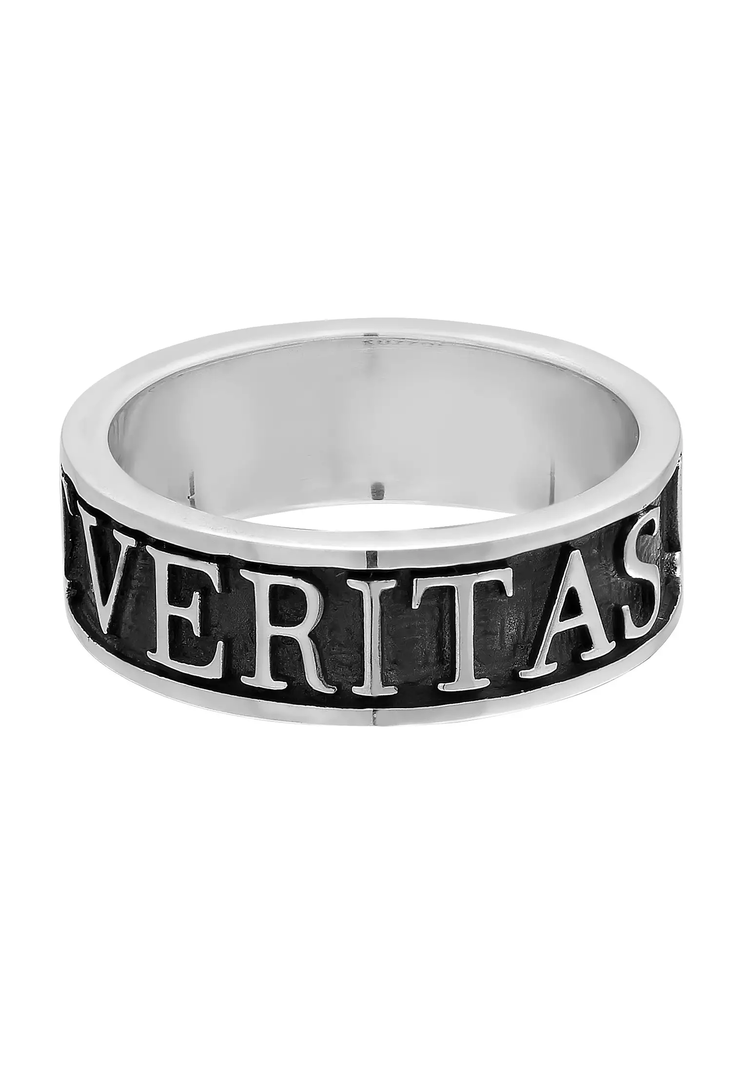 Men's Silver Justicia Veritas Band Ring – Oxidised