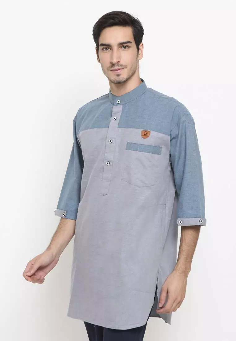 Zayidan Baju Koko Gamis Muslim Pria Tamam - Abu Biru