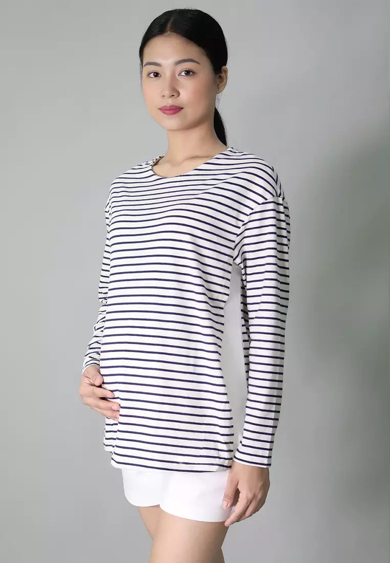 Beige Maternity & Nursing Long Sleeve Top