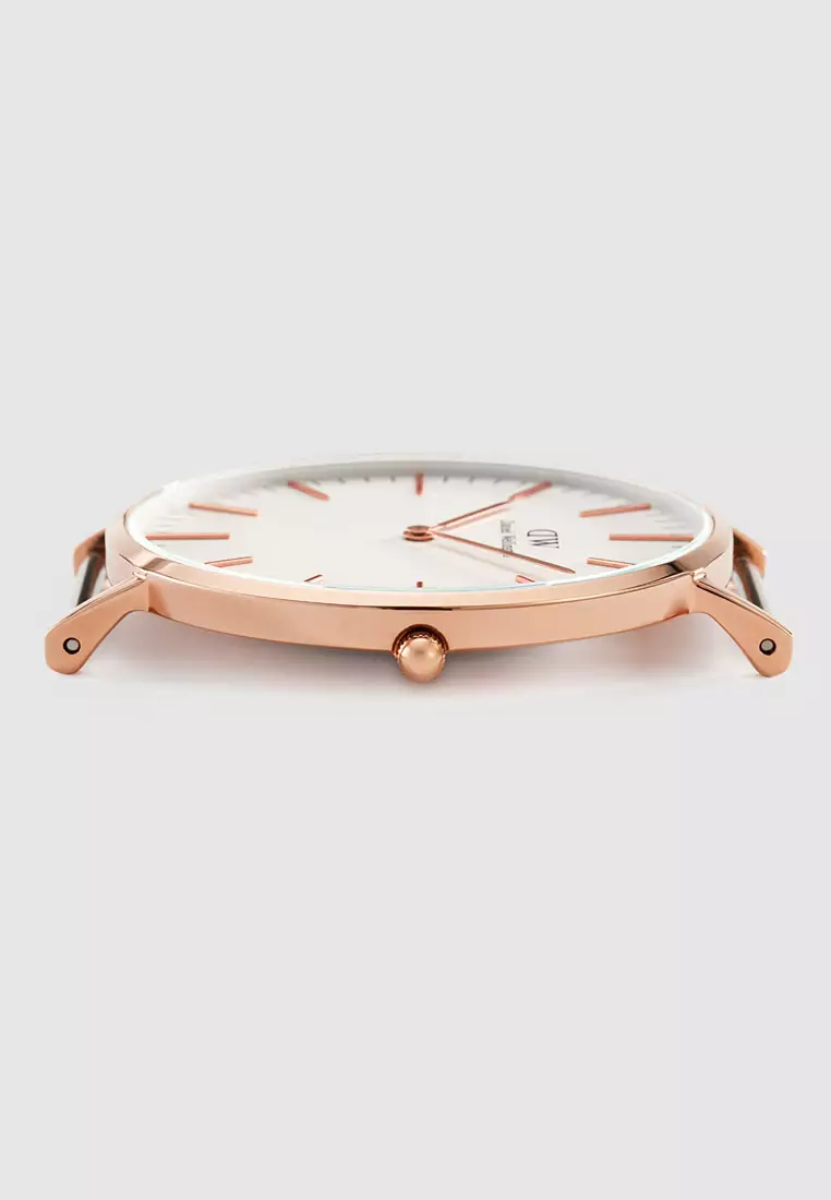Classic Sheffield 40mm Watch White dial Leather strap Rose gold jam tangan lelaki Watch for men DW