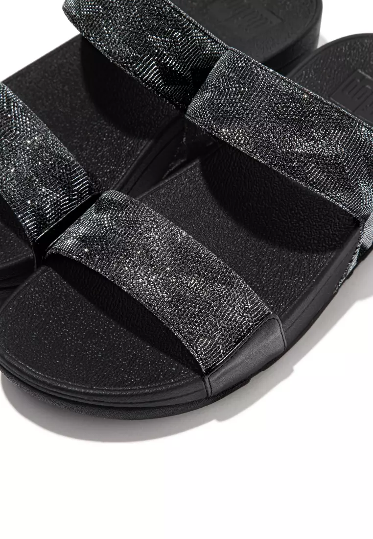 FitFlop LULU Women's Glitz Slides - All Black (ET6-090)
