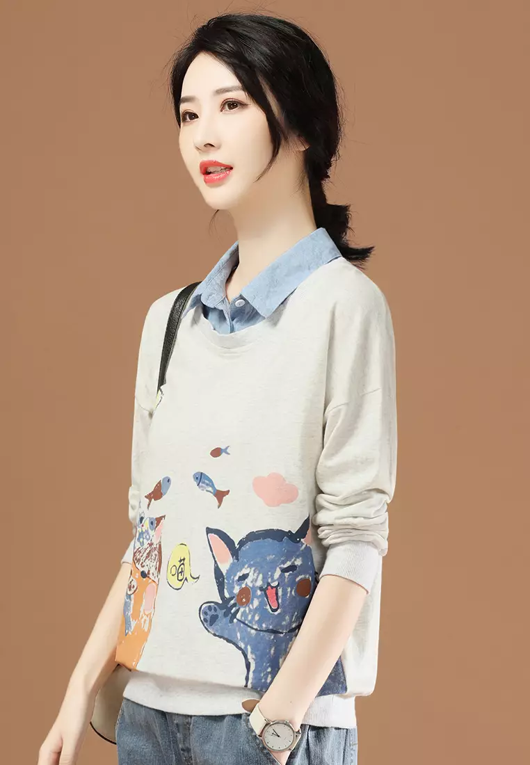 Buy Its Me Fake Two Cute Printed Sweaters 2024 Online ZALORA