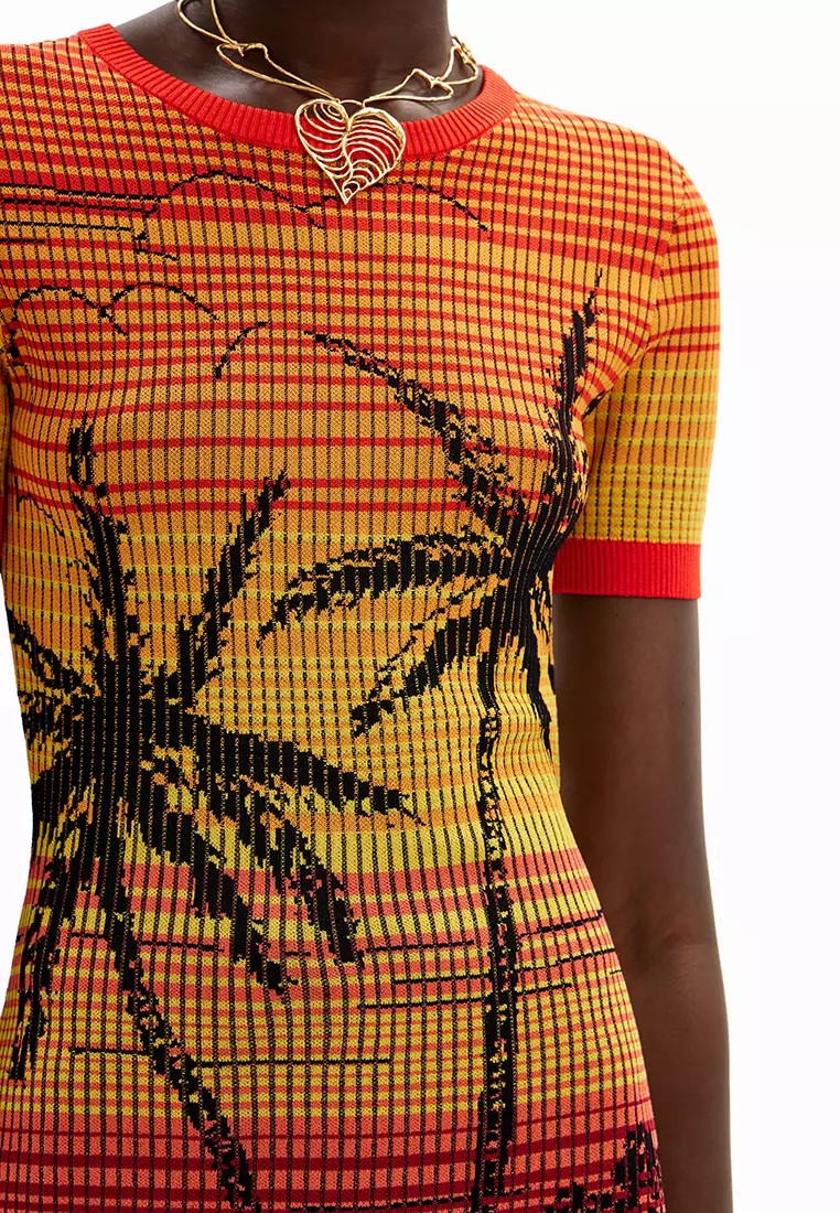 Buy Desigual Desigual Woman Short knit palm tree dress. 2026 Online ...