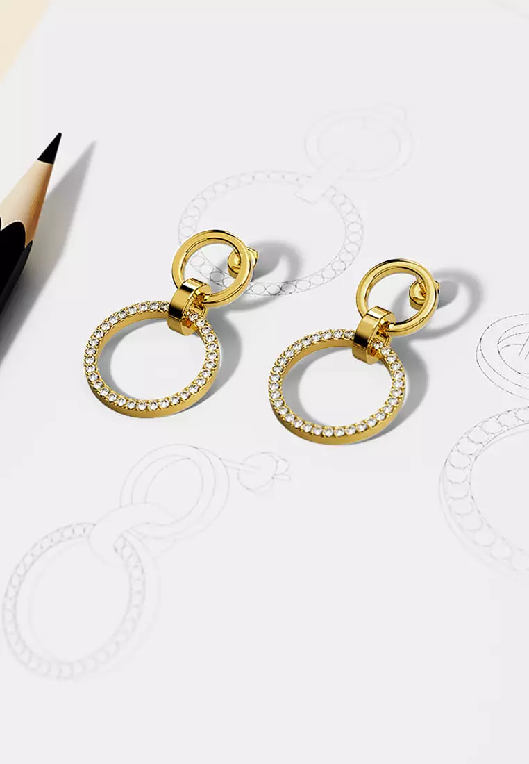 Orbit of Elegance Earrings Embellished with SWAROVSKI®Crystal in Gold