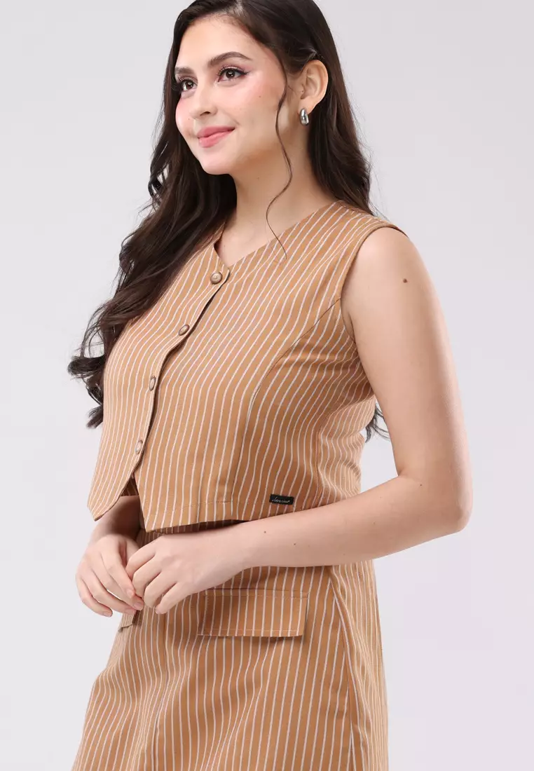 Cotton Stripes Sleeve less Top