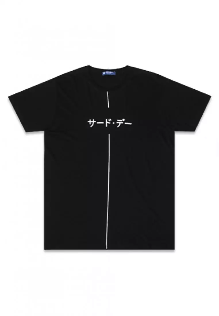MTF96 Katakana Thin Line Ver Hitam Kaos Pria