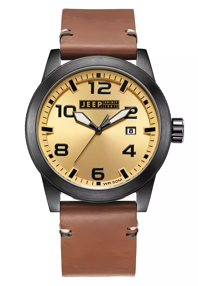 Jeep Spirit JPS70205 Men's Watch Brown Dial Brown Leather Strap