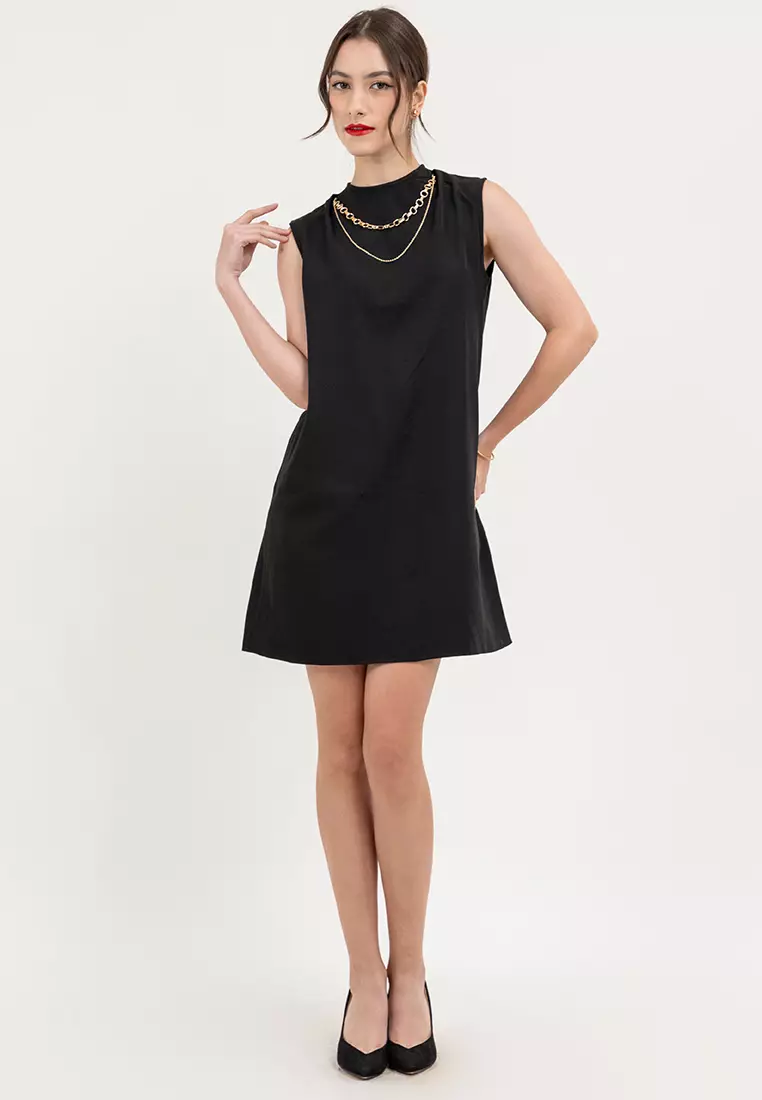 Crizen Funnel Neck Dress with Necklace