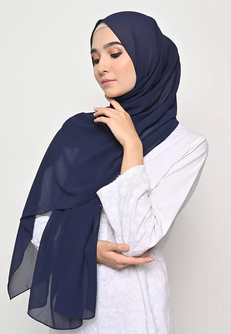 Pasmina  Cerutti Baby Doll Jahit Tepi Navy