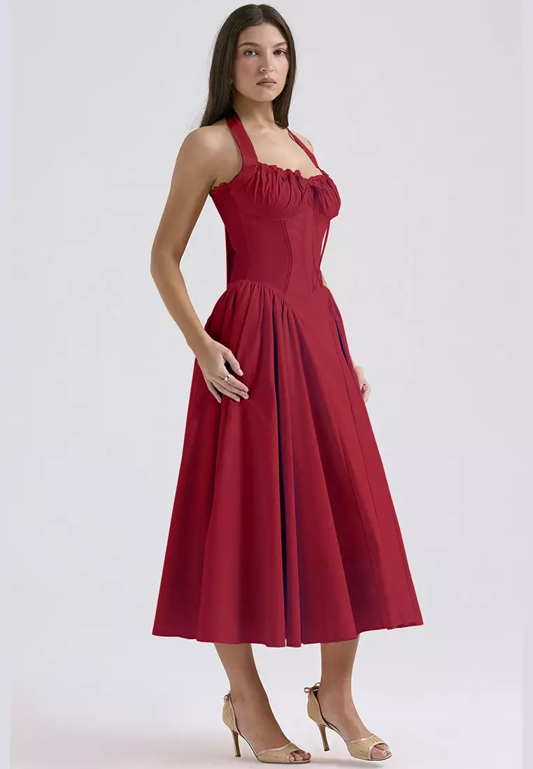 New summer slim fit printed camisole dress CA25042222RD