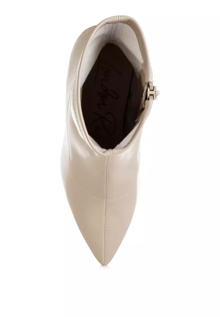 Stiletto Heel Sock Boots in Beige