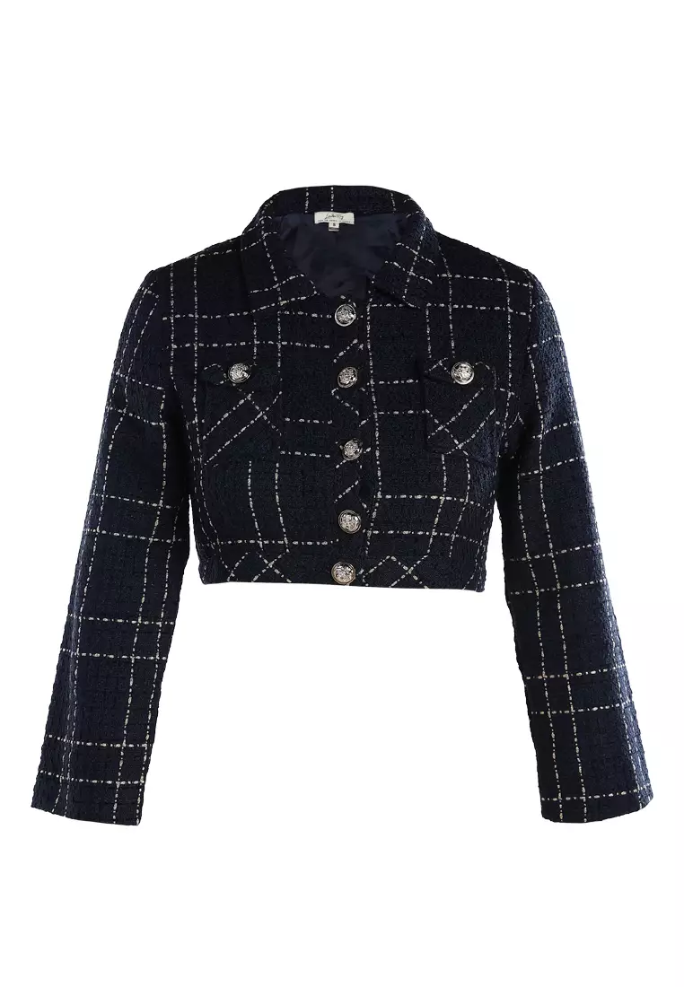 Woven Button-Down Flap Pocket Jacket in Navy