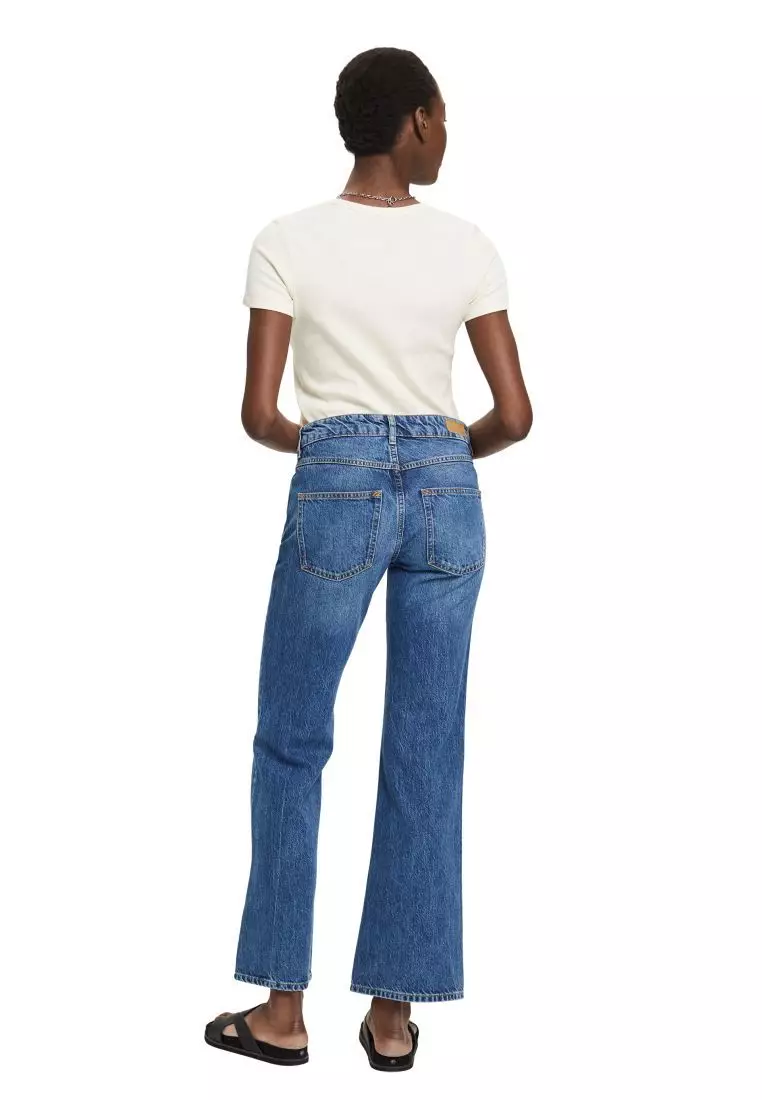 ESPRIT - Super high-rise jeans with frayed hem at our online shop