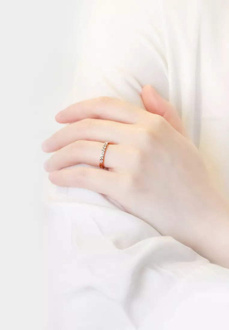 Diamante Single Band with Zirconia Row Ring (Rose Gold)