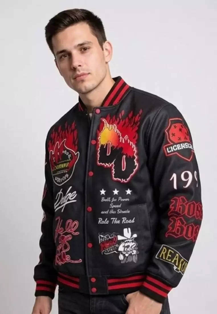 NYC Streetwear - Dodge Demon Varsity Jacket - Black/Red