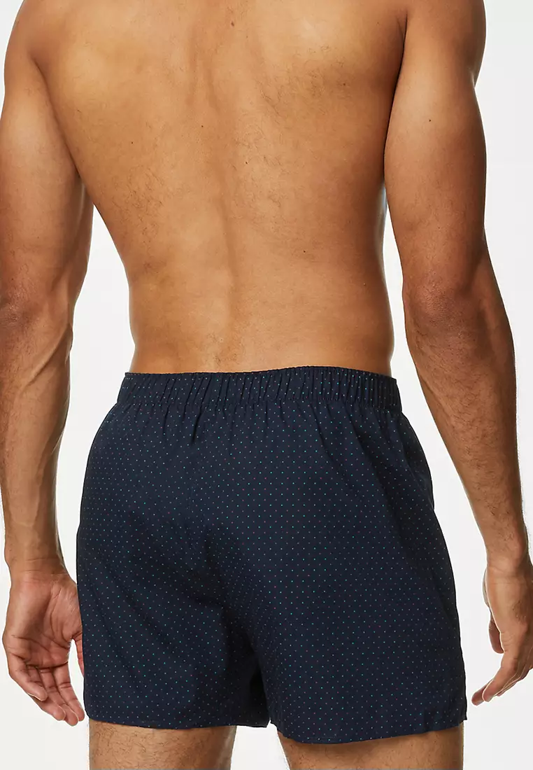 3pk Pure Cotton Geometric Woven Boxers