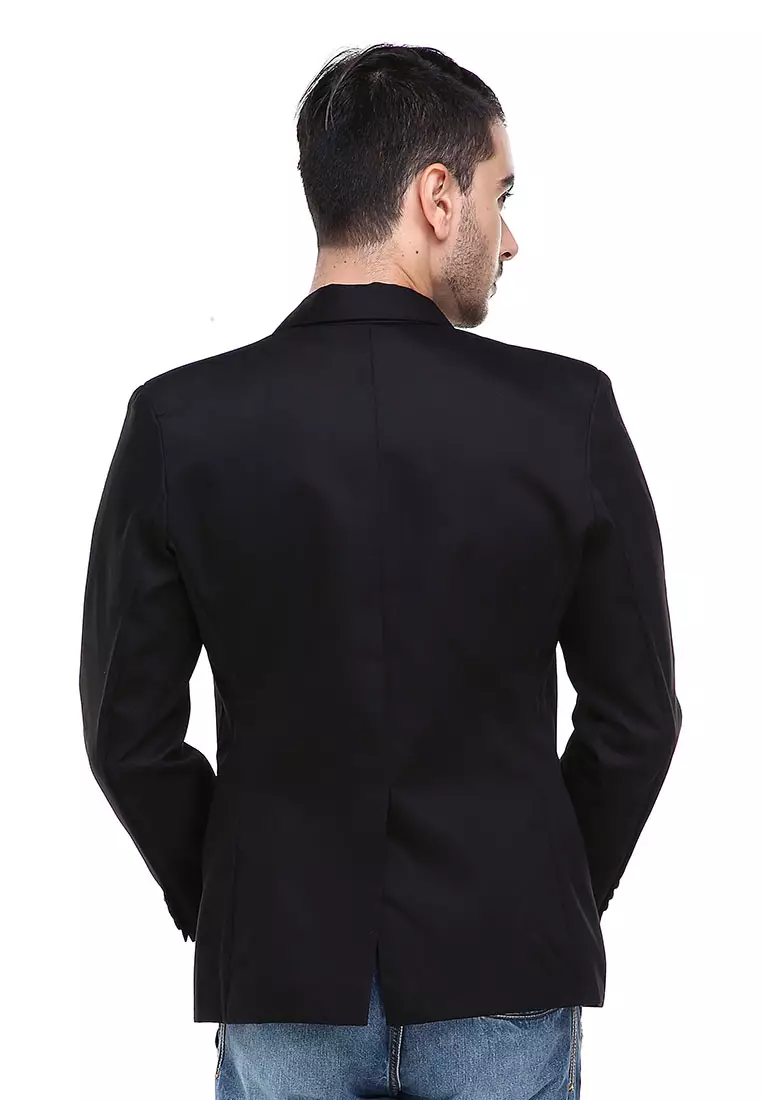 Woreq Jas Formal Blazer Pria Plain Formal Suits Two Button Material Hightwist ORIGINAL - Black