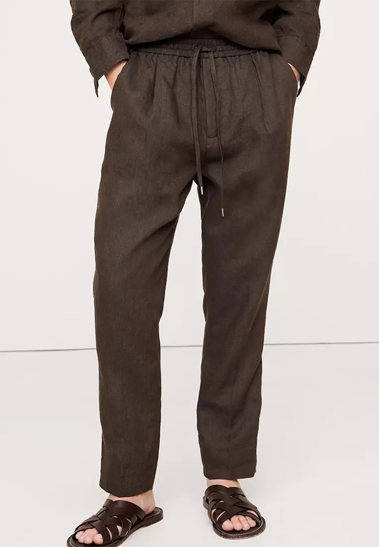Straight Linen Pull-On Pant