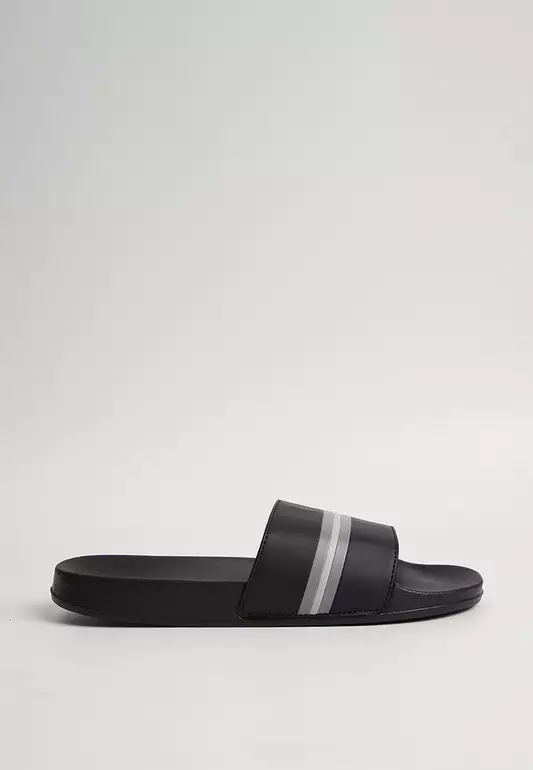 Men's One Band Slides with Stripes Details