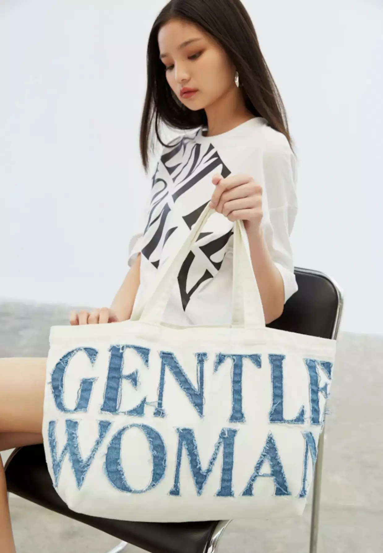Gw Denim Tote Bag - White