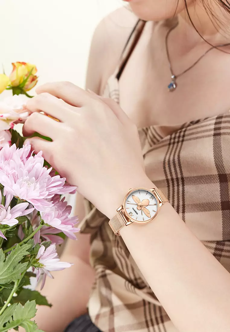 Jam Tangan Wanita Bisnis 3D Bee Mesh 3ATM Anti Air Analog for Ladies