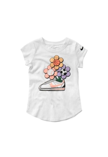 Nike white Nike Girl's Cortez Flower Sport Short Sleeves Tee (4 - 7 Years) - White 3308AKAF4CC744GS_1