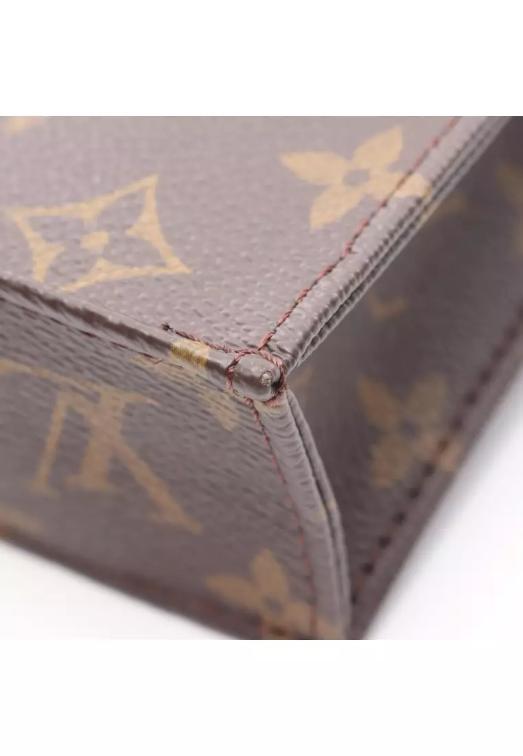 Pre-Loved Louis Vuitton Petite Sac Plat monogram Handbag PVC leather Brown 2WAY