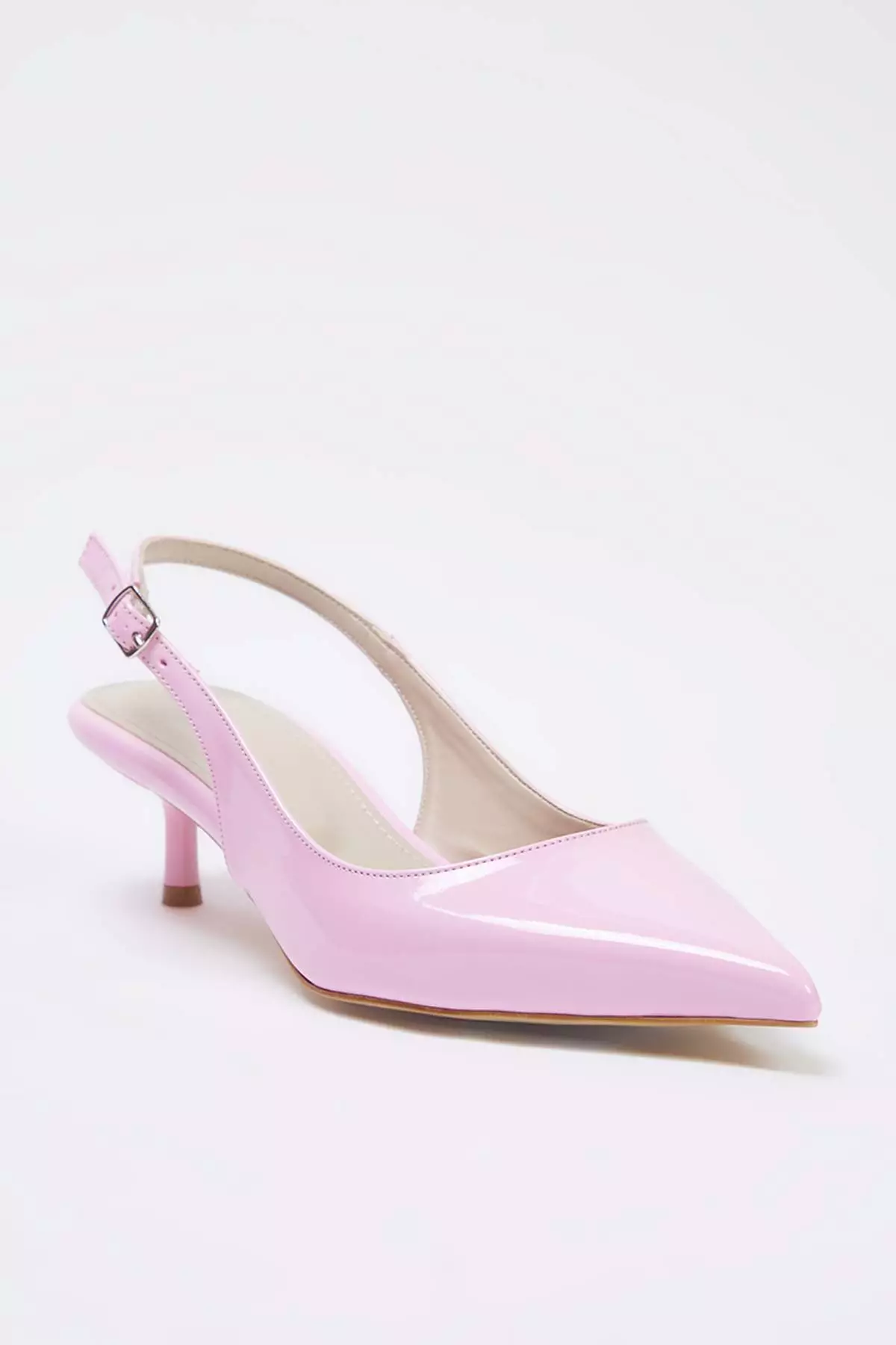 Pink Patent Leather Pointed Toe Kitten Heels Women Classic Heels Shoes Takss25To00005