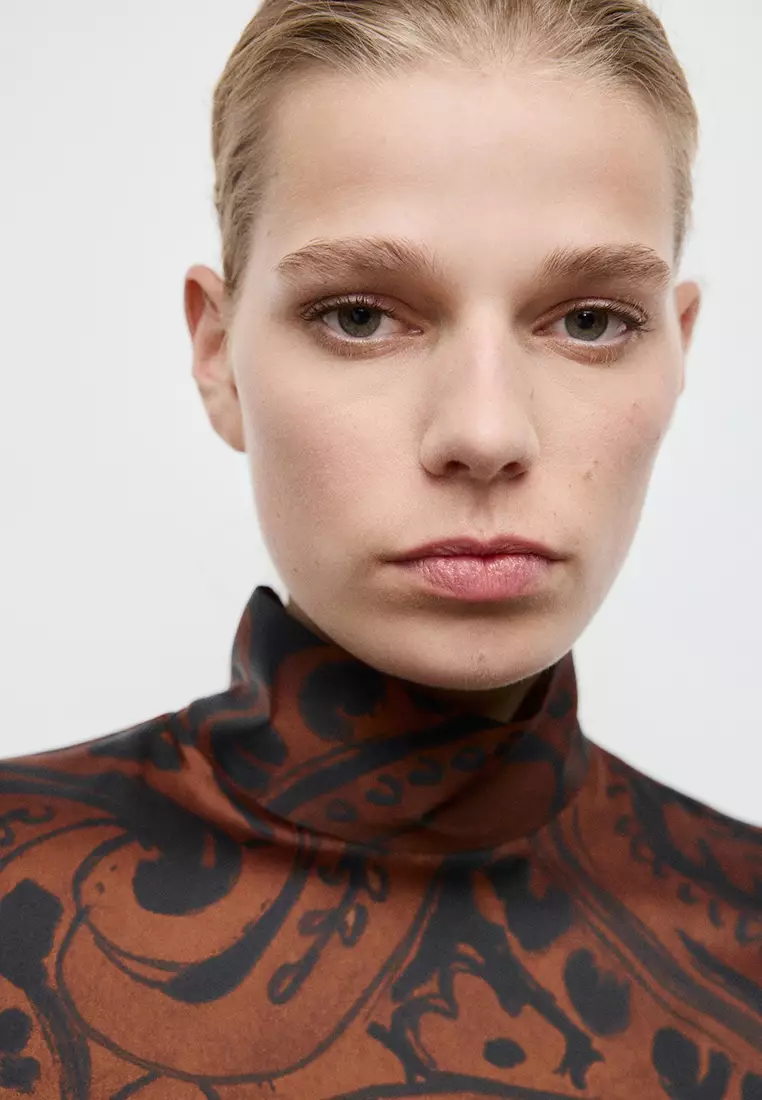 Paisley-Print Satin Blouse