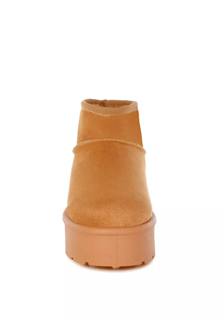 Soft Microfiber Snow Boots in Tan