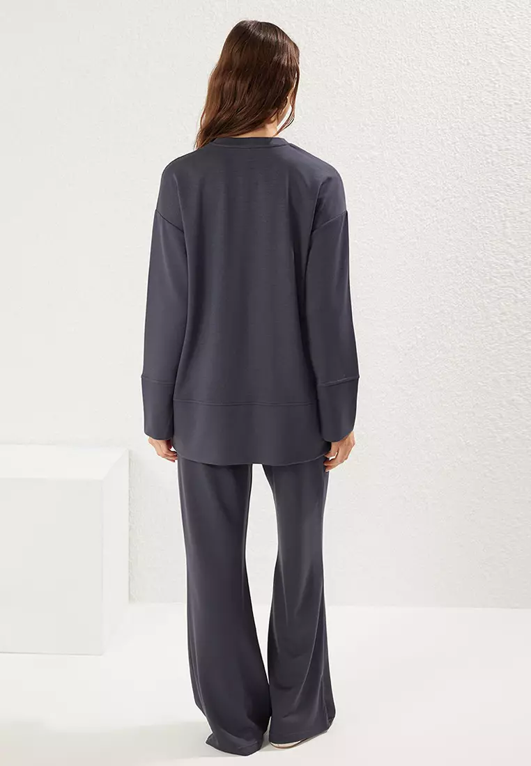 Anthracite Soft Textured Plain Tracksuit TCTSS25EN00005