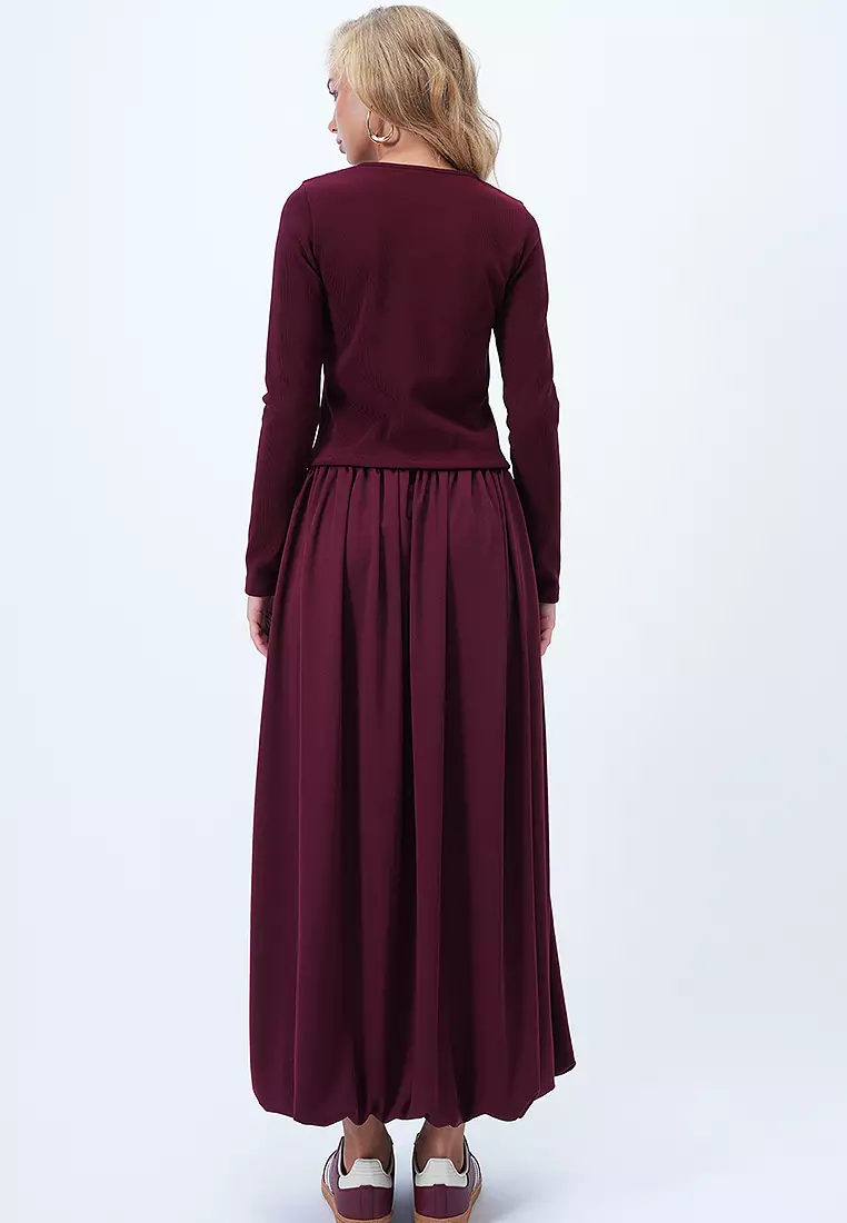 Pockets Detail Midi Bubble Skirt