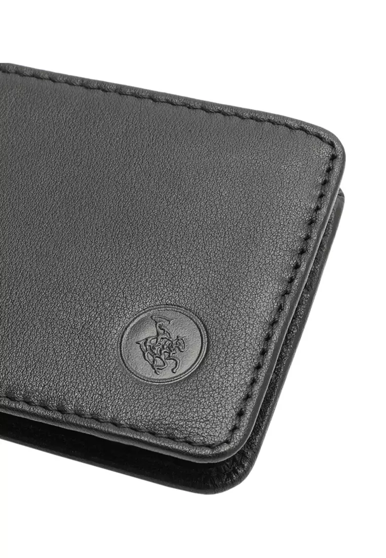 Men's RFID Blocking Tri Fold Wallet with Coin Compartment - Black