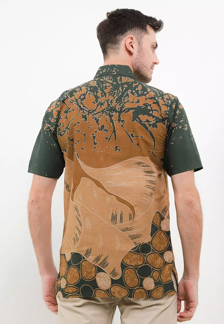 Batu Kemeja Batik Premium Pria Casual Modern Lengan Pendek
