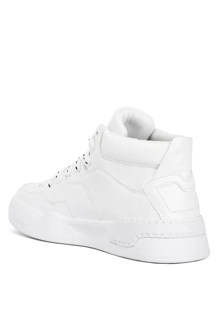 White ankle length top sneakers