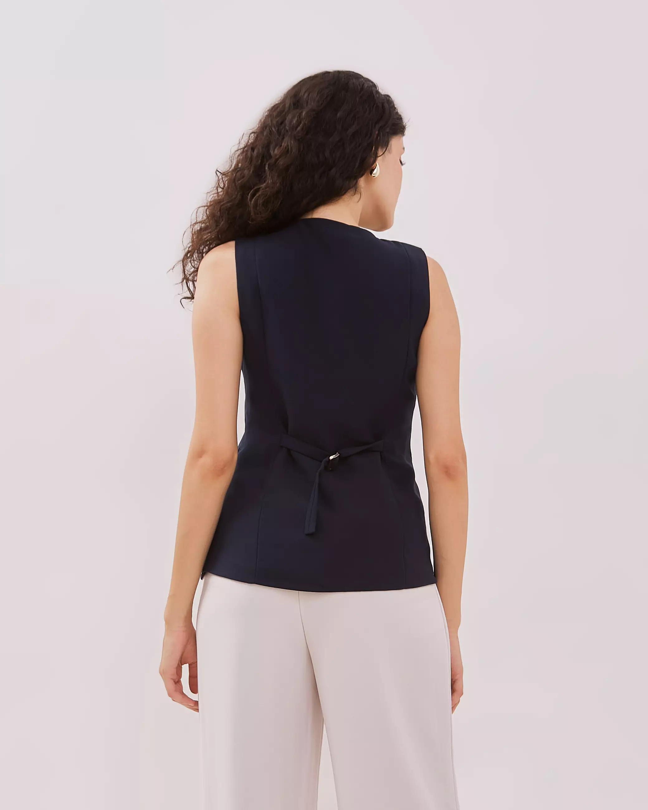 Urban Exchange Aruna Navy Vest Sleeveless - Sleeveless Outer Atasan Vest Navy Warna Navy