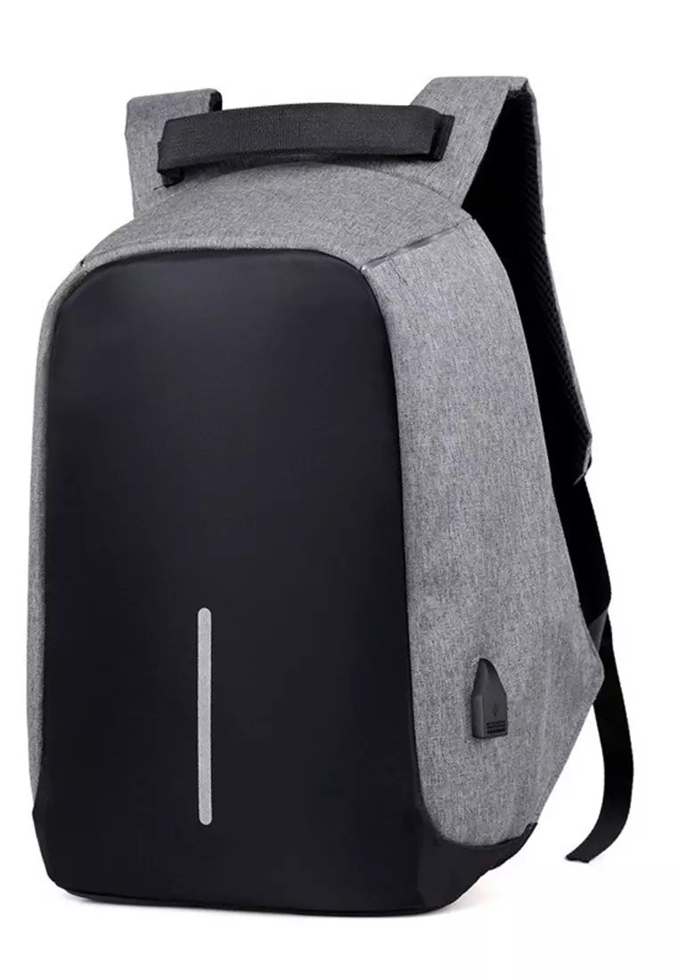 Barrack Backpack Tas Ransel Laptop Pria & Wanita Anti Maling dengan USB Charger Port Material Oxford ORIGINAL - Grey