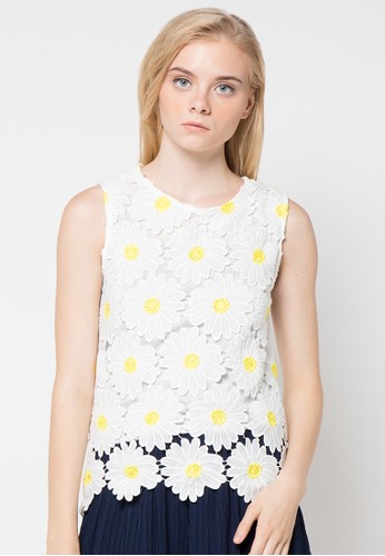 Daisy Cut Out Lace Sleeveless Top