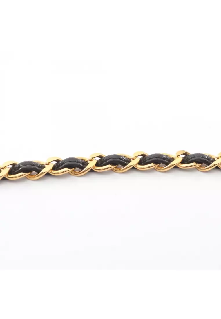 Pre-Loved Chanel coco mark Shoulder bag chain shoulder bag lambskin black gold hardware fringe