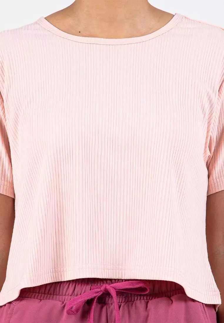 Forest Ladies Ribbed Crop Top Women Crop T-Shirt | 822343-67Peach