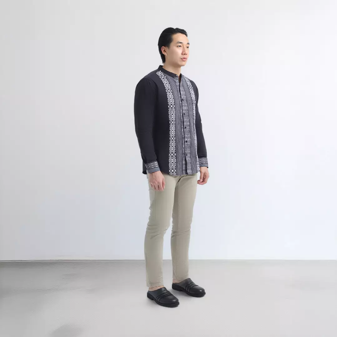 Platini Kemeja Pria Koko Shanghai Lengan Panjang Black 961358.04