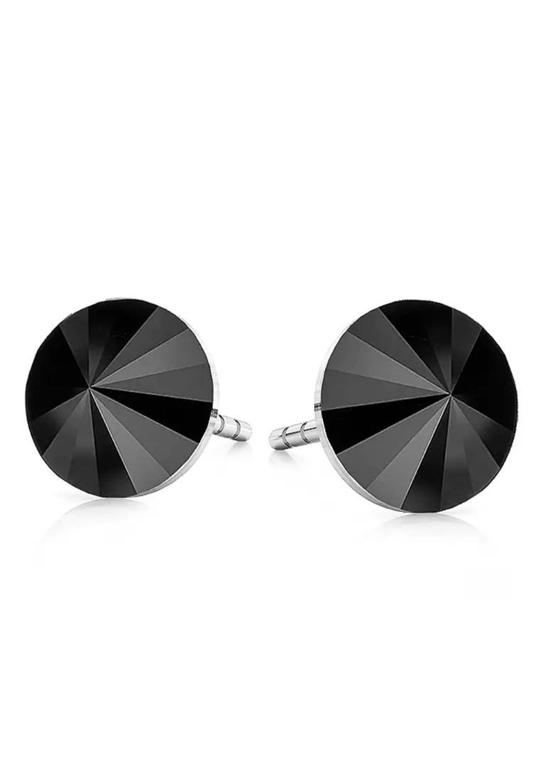 Krystal Dream Earrings Embellished with SWAROVSKI® crystals-White Gold/Jet Black