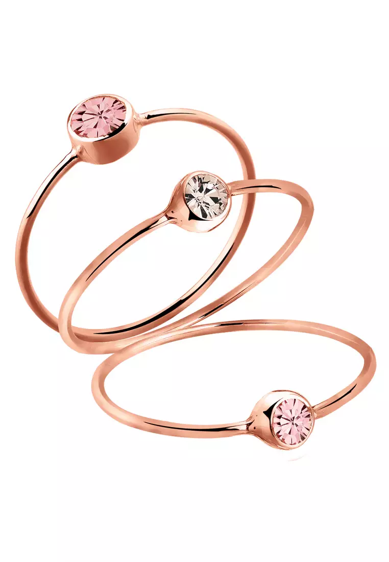 Ring Set Rosegold Plated Embellished with Crystals by Swarovski®
