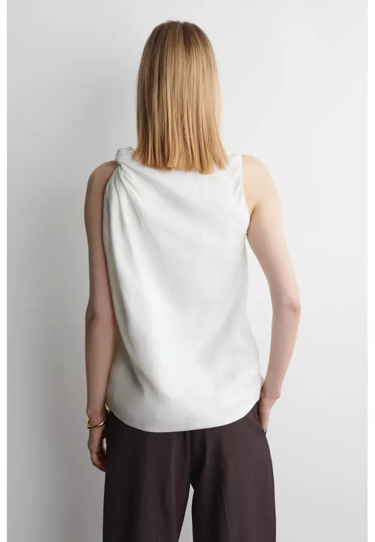 TWISTED-DETAIL LINEN TOP